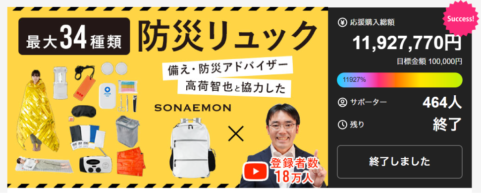 Makuake 1000万円突破記念画像